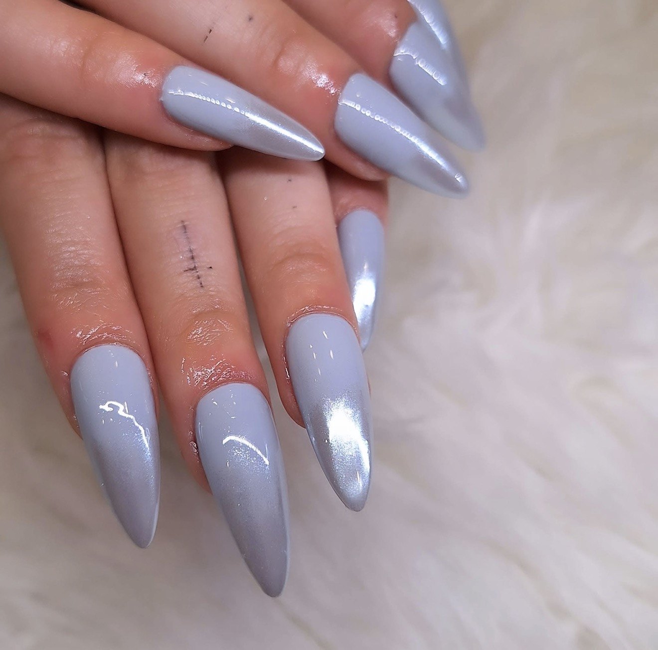 Pose gel effet chrome